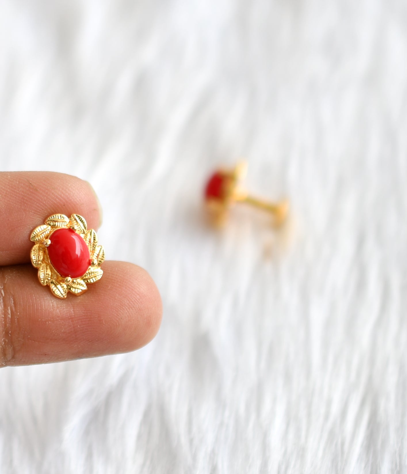 Coral store beads earrings