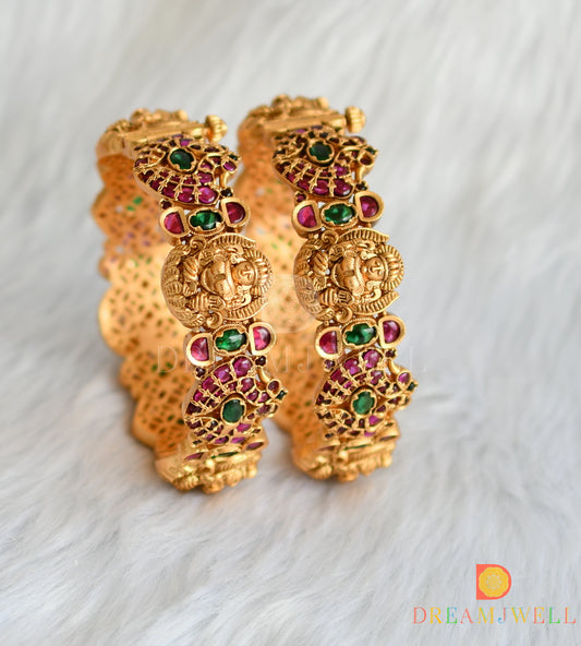 Matte finish real kemp-green Lakshmi set of 2 Bangles (2.6) dj-38297