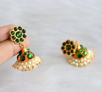 Gold tone green pearl kemp haar set dj-19226