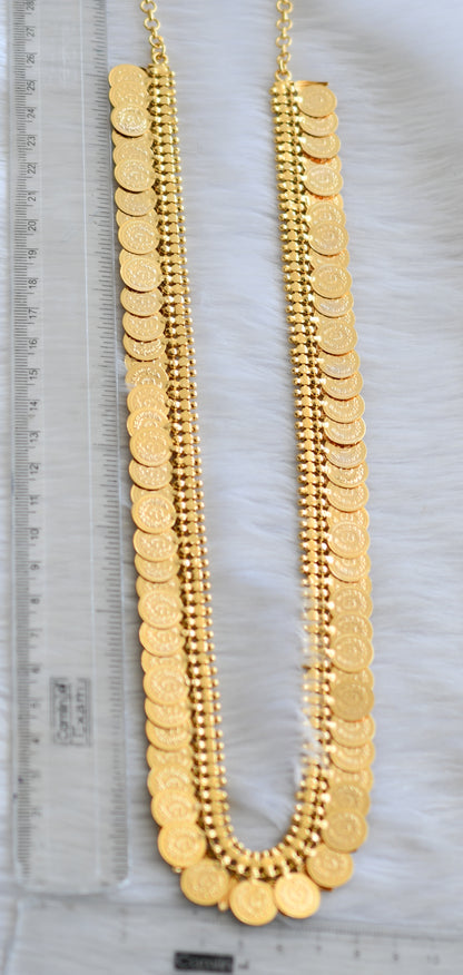 Gold tone ruby-green stone Lakshmi coin haar dj-41941
