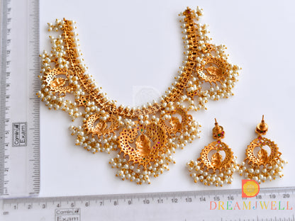 Matte finish kemp-green Lakshmi Gutta pusalu necklace set dj-36041