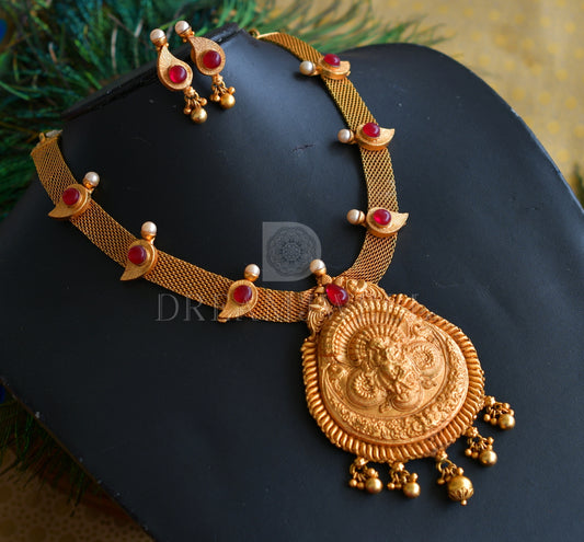 Matte Finish Kemp Krishna Designer Necklace Set dj-08156