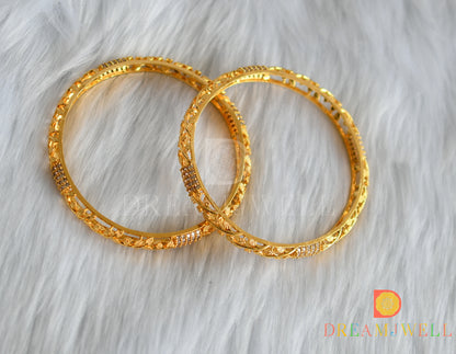 Gold tone white stone set of 2 Bangles (2.4) dj-38348