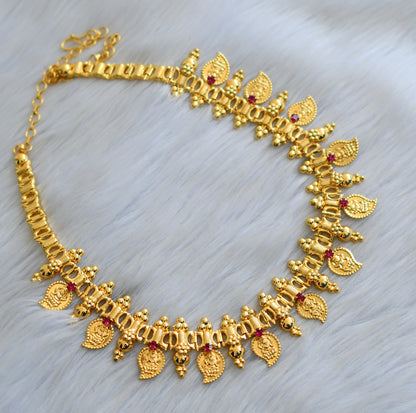 Gold tone pink stone Mango Lakshmi Kerala style necklace dj-41925