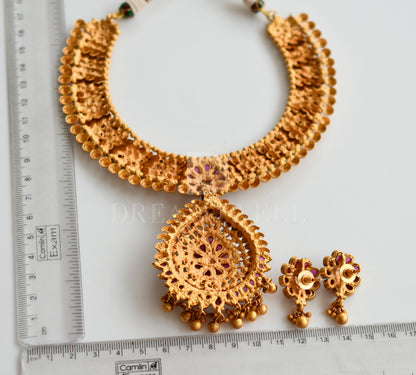 Matte Finish Ruby-emerald Bridal Designer Necklace Set dj-08155(1)