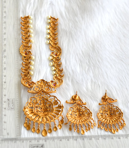 Matte finish ruby Lakshmi pearl necklace set dj-20571