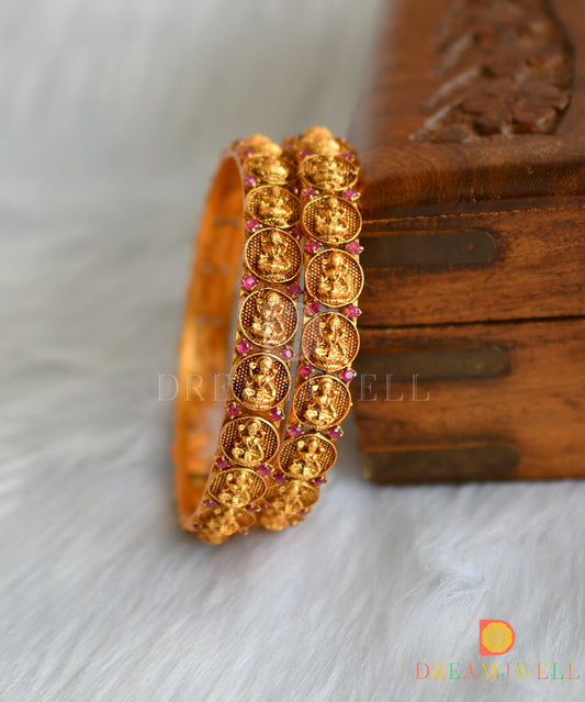 Matte finish ruby Lakshmi coin set of 2 Bangles (2.8) dj-38330