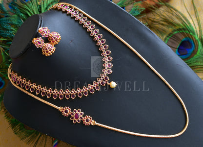 Gold tone Kemp mugappu chain necklace set combo dj-31807