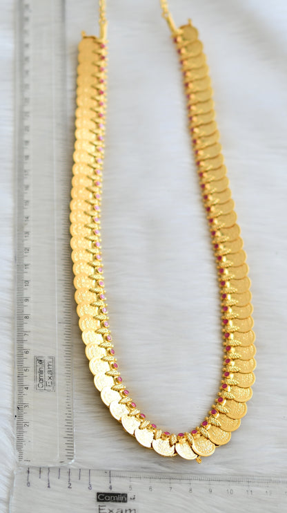 Gold tone reversible ruby mango lakshmi coin haar dj-33066