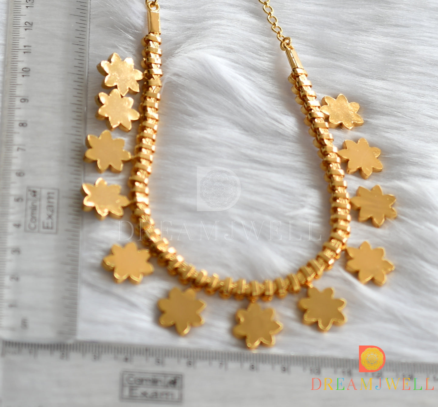 Gold tone real kemp flower necklace dj-17615