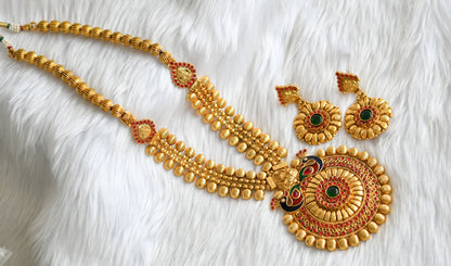 Antique green peacock Lakshmi haar set dj-16790