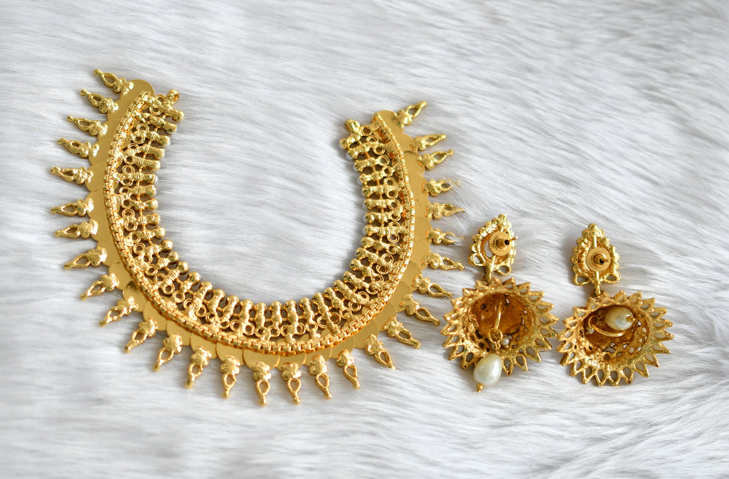 Antique pearl Lakshmi coin Necklace set dj-02160