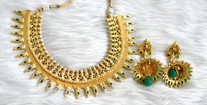 Antique pearl Green Lakshmi coin necklace set dj-02162