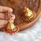 Antique pearl pink Lakshmi coin necklace set dj-02163
