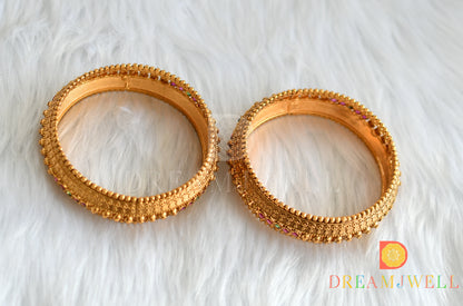 Matte finish real kemp-green set of 2 Bangles(2.6) dj-38320