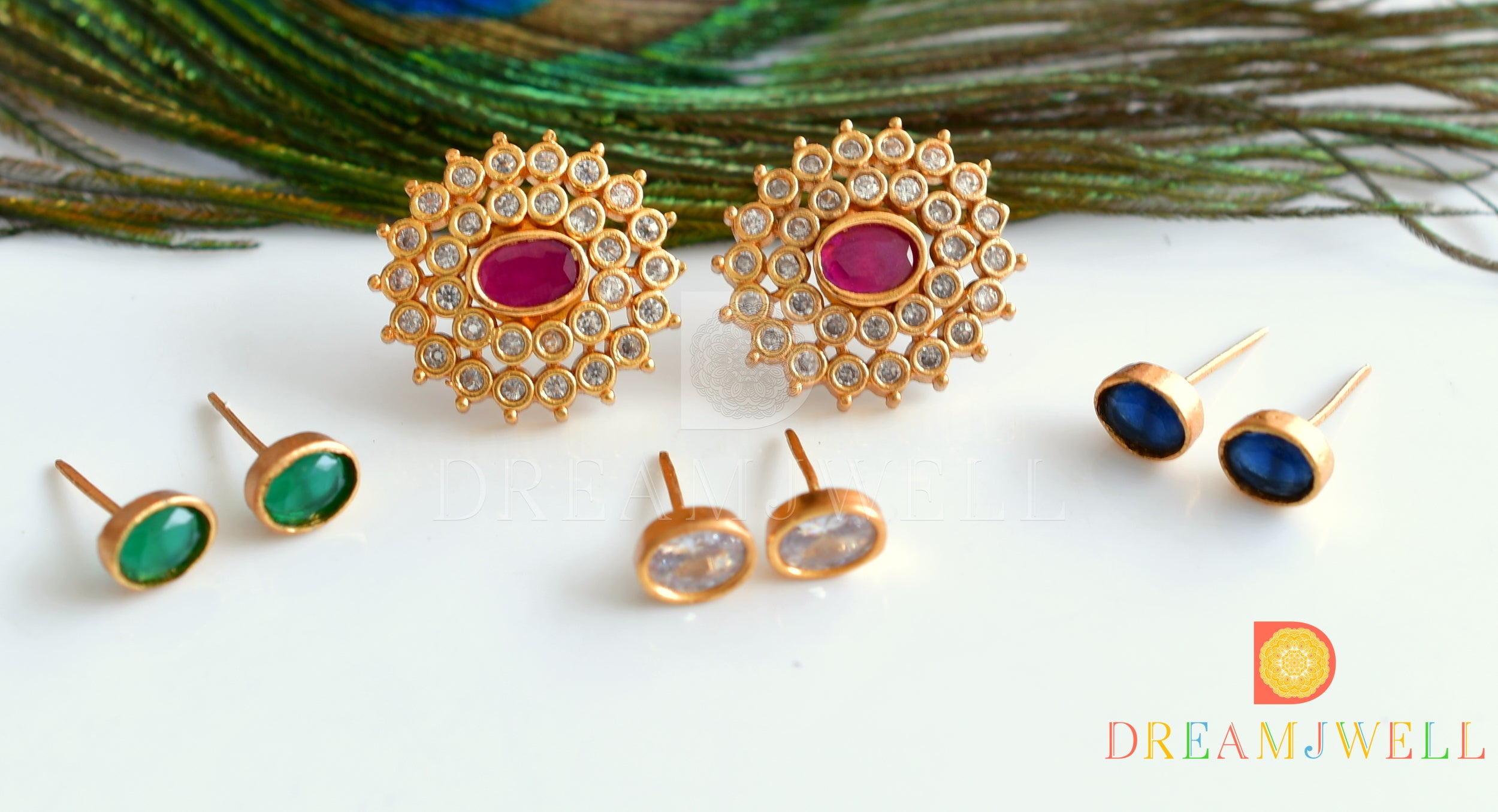 Reserved For Sadhana CZ Changeable Stone Earring With Gold Plating 930 –  Taraali LLC