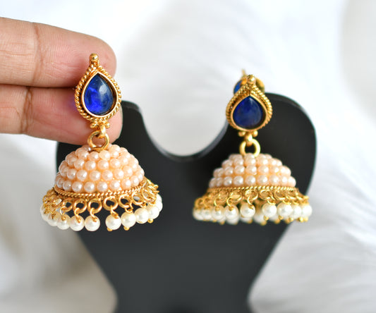 Antique pearl finish blue jhumkka dj-02185