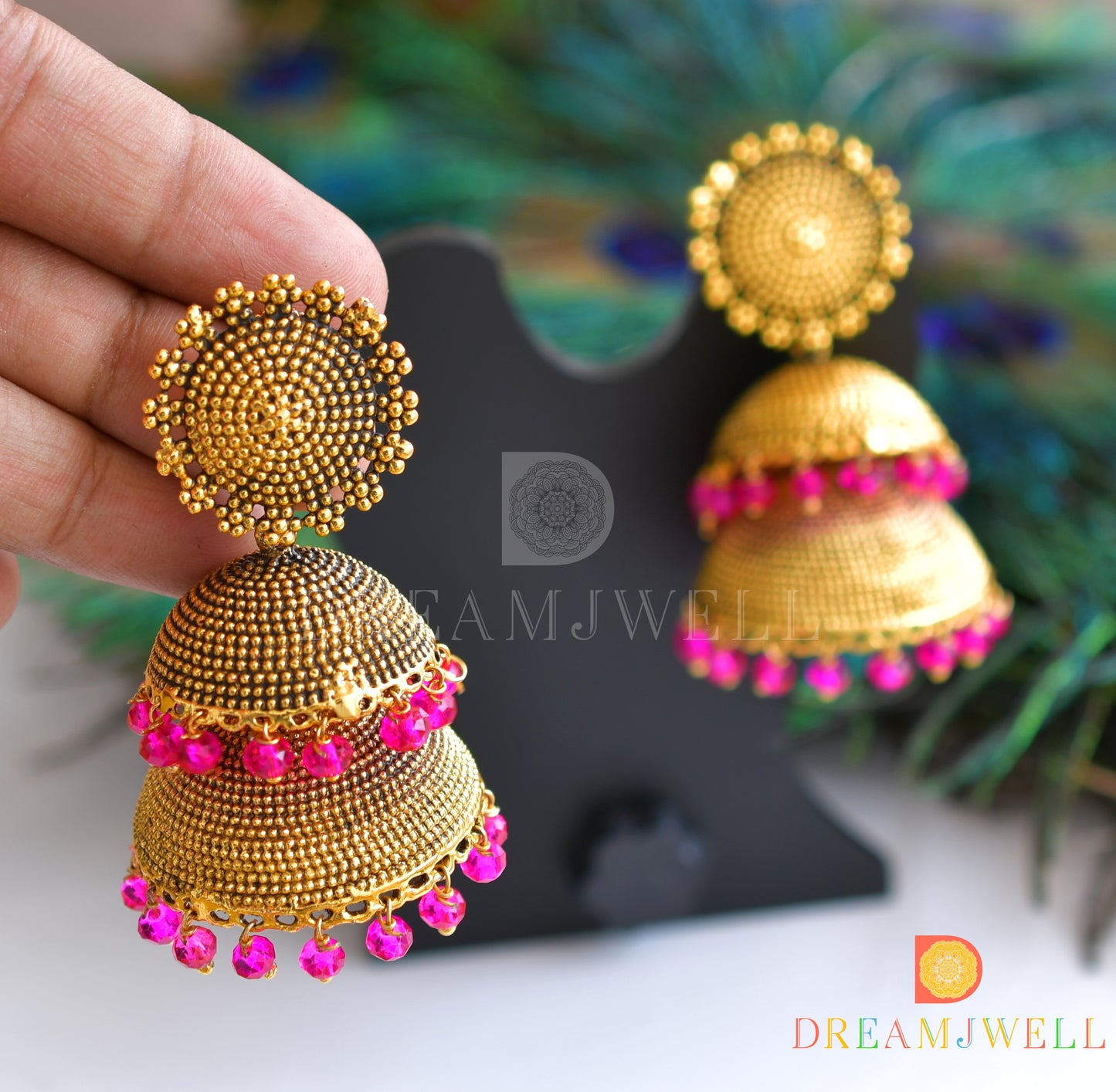 Antique Pink designer Step Jhumkka dj-05109