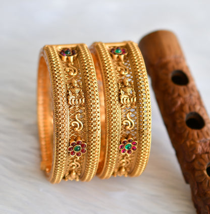 Matte finish kemp-green Lakshmi screw type of bangles (2.8) dj-39832