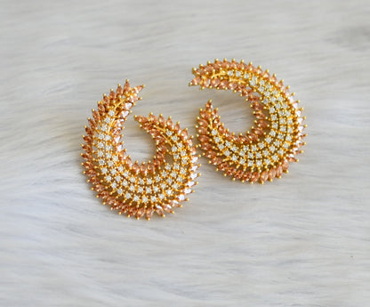 Gold tone cz white-gold color stone big earrings dj-18859