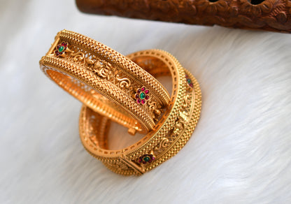 Matte finish kemp-green Lakshmi screw type of bangles (2.8) dj-39832