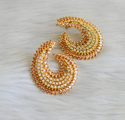 Gold tone cz white-gold color stone big earrings dj-18859