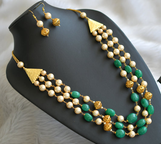 Antique green-pearl multi layer necklace set dj-06141