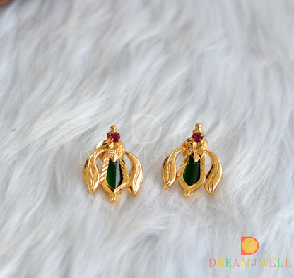 Gold tone green nagapadam-Lotus designer necklace set dj-35357