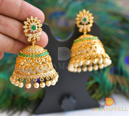 Gold Tone Cz-emerald Diamond Design Jhumkkas dj-05285