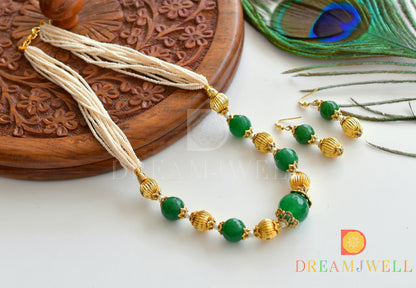 Pearl Green Designer Necklace Set  dj-05249