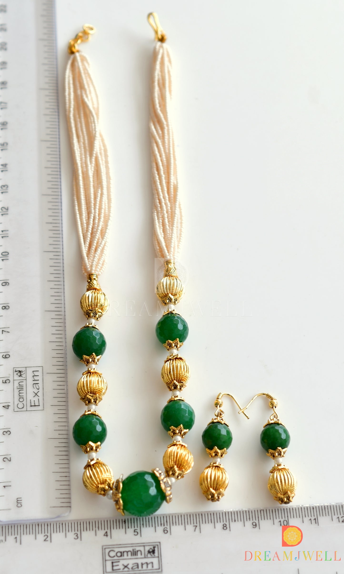 Pearl Green Designer Necklace Set  dj-05249