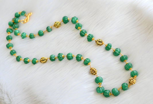 Antique gold tone Green Ganesha beaded chain dj-35831