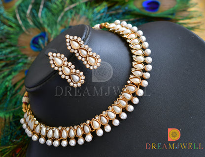 Antique (dull Gold Finish)pearl Necklace Set dj-05148