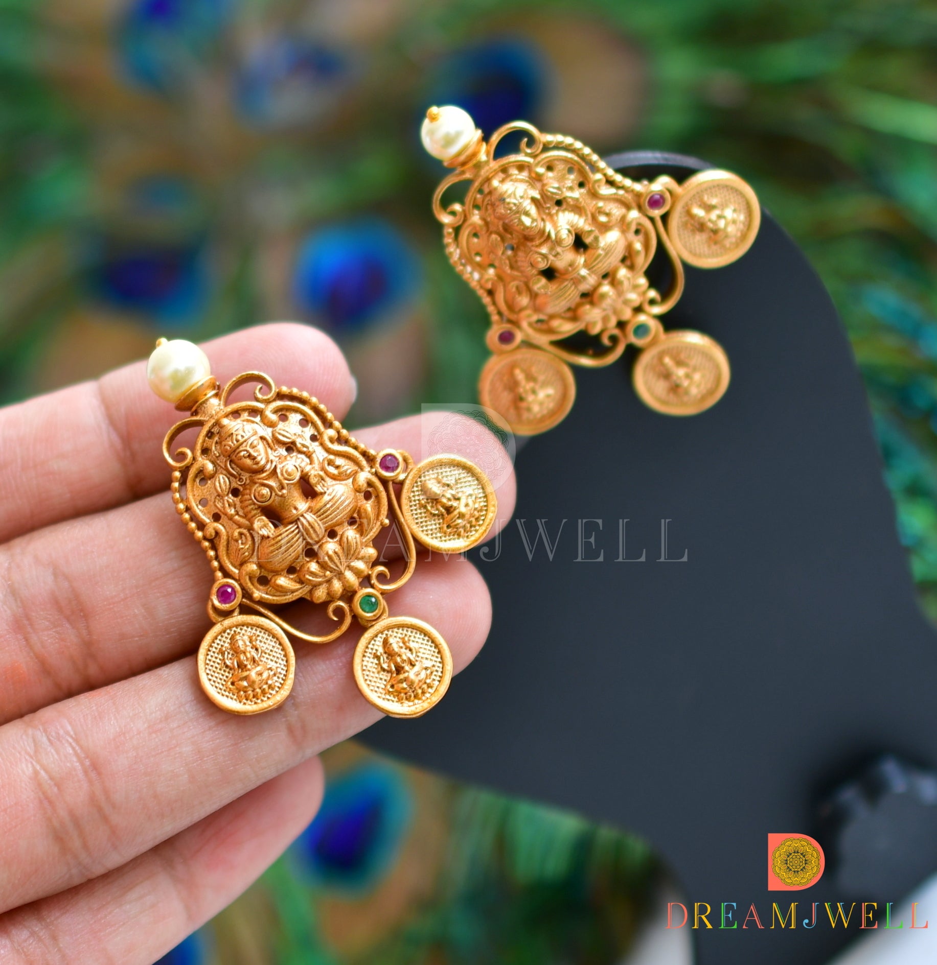 Lakshmi Devi Earring (White)-E073 - Aishi Jewellery - Buy Fashion &  Imitation Jewels Online