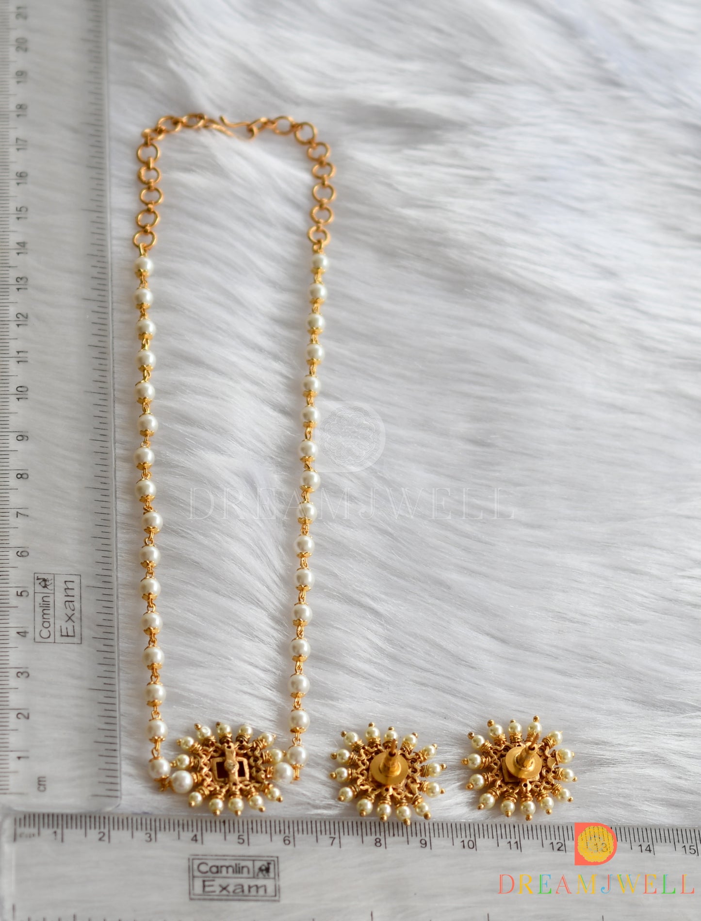 Matte finish ruby pearl choker necklace set dj-37582