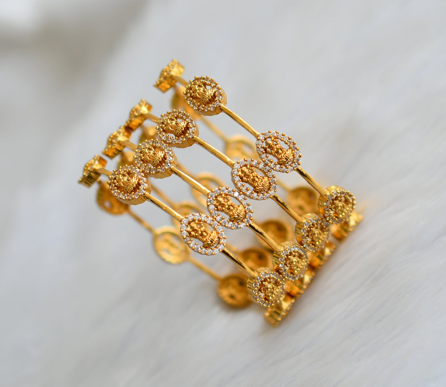 Matte finish Cz set of 4 Lakshmi Bangles(2.4) dj-39845