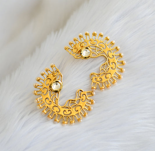 Antique gold tone kundan pearl earrings dj-29430
