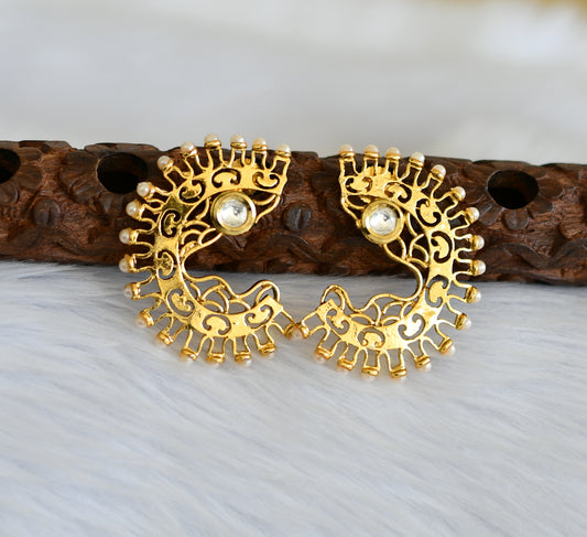 Antique gold tone kundan pearl earrings dj-29430