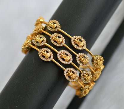 Matte finish Cz set of 4 Lakshmi Bangles(2.4) dj-39845