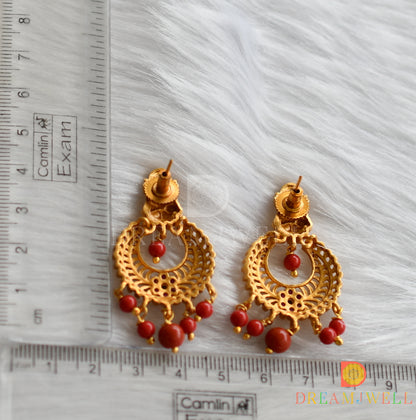 Matte finish Kemp-green coral beads Lakshmi bali earrings dj-37579