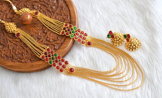 Antique Gold tone kemp-green multilayer haar set dj-16476