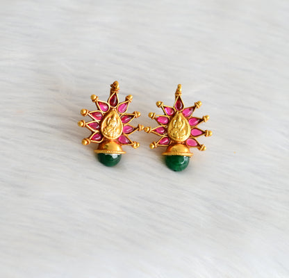 Antique kemp-green agates Lakshmi earrings dj-39858