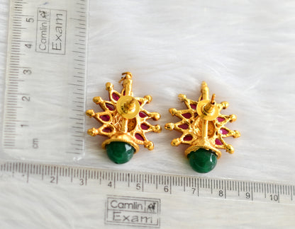 Antique kemp-green agates Lakshmi earrings dj-39858