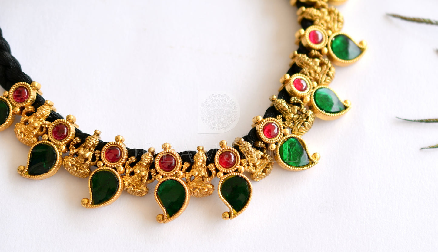 Antique gold replica kundan jadau mango-lakshmi necklace dj-34442