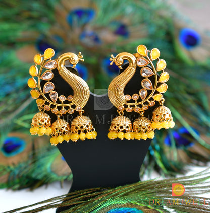 Antique Finish Yellow Designer Party Wear Earrings dj-15487