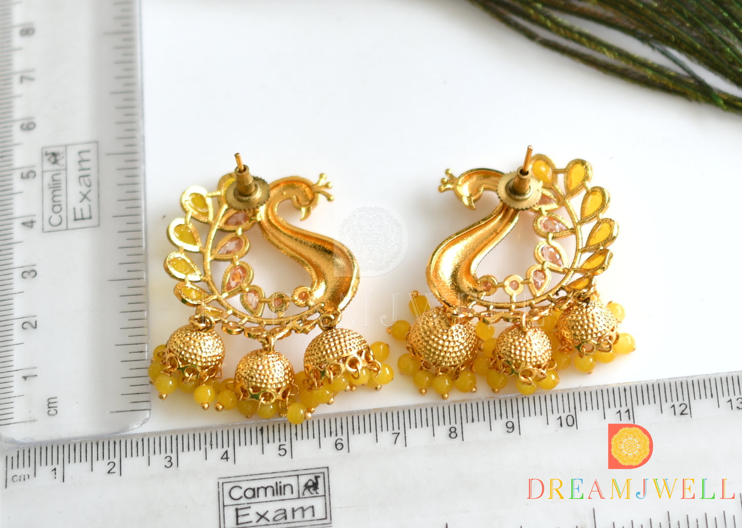 Antique Finish Yellow Designer Party Wear Earrings dj-15487
