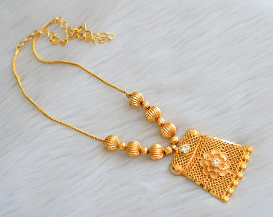 Gold tone white stone Kerala style kodi necklace dj-40660