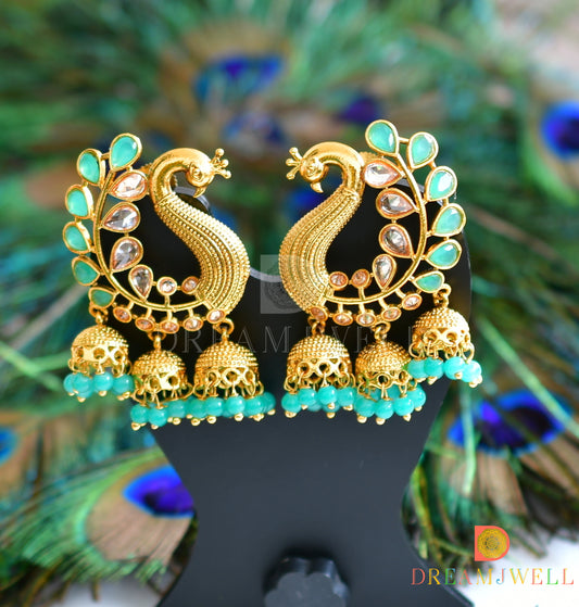 Antique sea green peacock jhumkka dj-15491