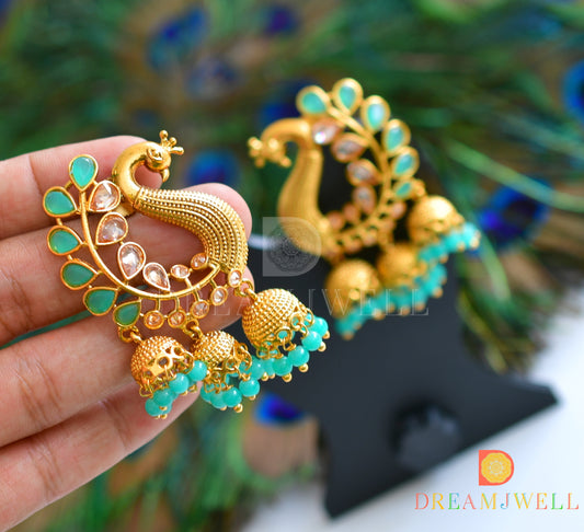 Antique sea green peacock jhumkka dj-15491
