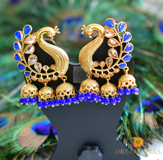 Antique royal blue peacock jhumkka dj-15490